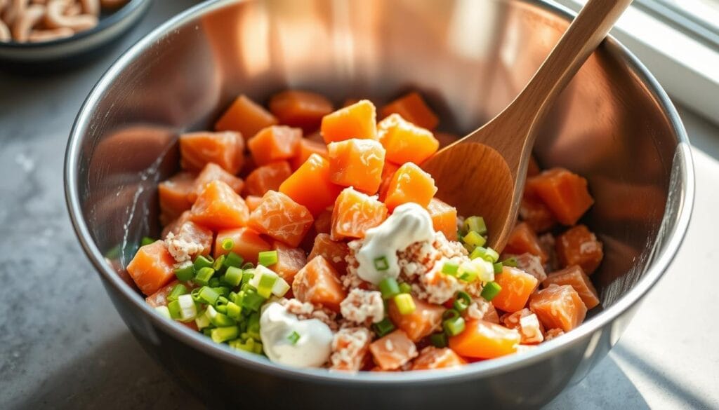 Salmon Sushi Bake Mixture Preparation Salmon Sushi Bake Recipe
