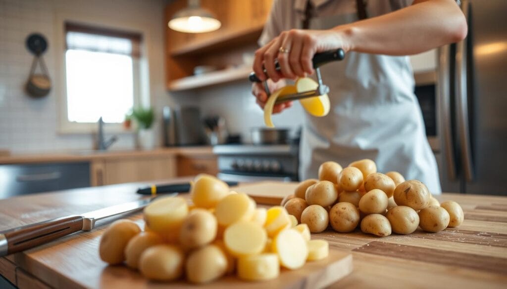 preparing potatoes preparing potatoes